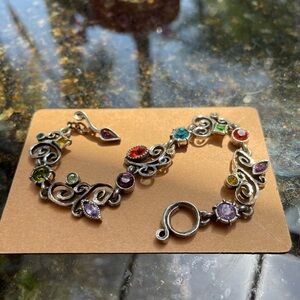 Patricia Locke Bracelet with Ornate Metalwork and Semi-Precious Gemstones